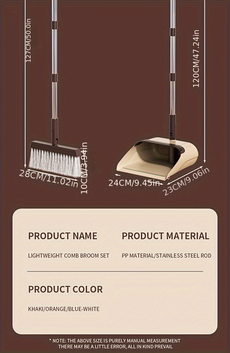 2 in 1 broom and dustpan set with long handle heavy duty stainless steel   for home     mall supermarket cleaning durable hard floor carpet cleaning supplies broom for home dorm room essentials   tool sturdy construction   janitorial staff       materials janitorial staff Product details 11
