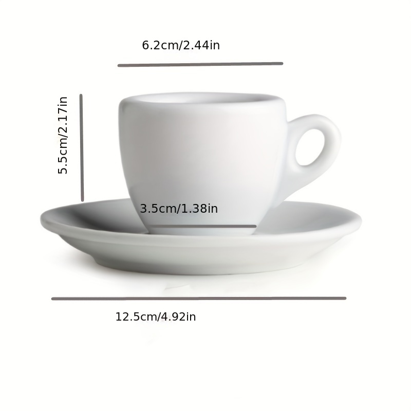 New Point Espresso Cup and Saucer Set Porcelain Coffee Mug White New Thick  9mm