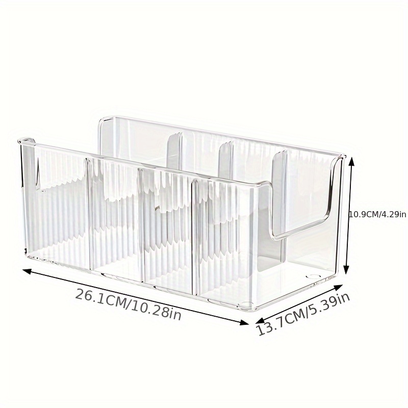 TEMU 1pc Clear Plastic Spice Organizer With Adjustable Dividers - Multi- Kitchen Storage Box For , Snacks, And Small Items - Countertop Friendly