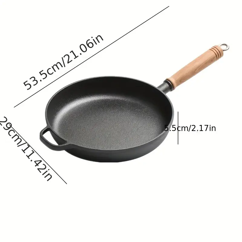 Cast Iron Frying Pan With Wooden Lid Uncoated Non stick Iron - Temu