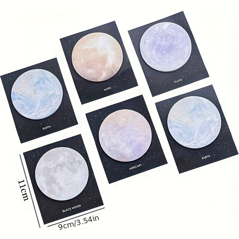 Planet Sticky Notes 30 Sheets, Black Moon, Mars, Pluto, Rainbow Moon,  Earth, Mercury, Universe Memo Pads, Galaxy Sticky Notes, Stationary 