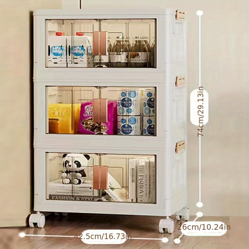 Slim Rolling Storage Bins Clear Cabinet Compartment Organizer