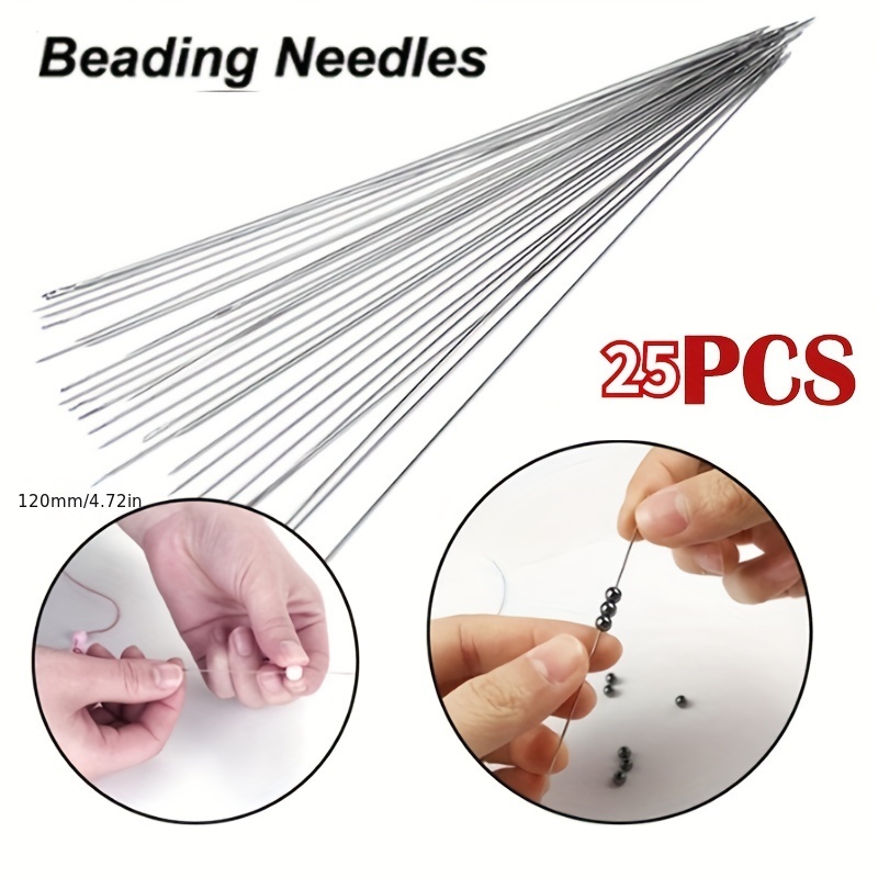 1set Beading Needles with Plastic Storage Bottle Opening Curved