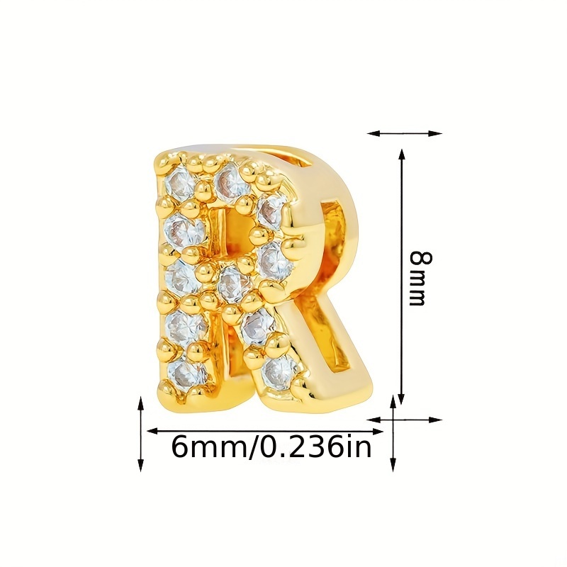 Brass Cubic Zirconia Decor Letter Beads Rhinestone Cube - Temu