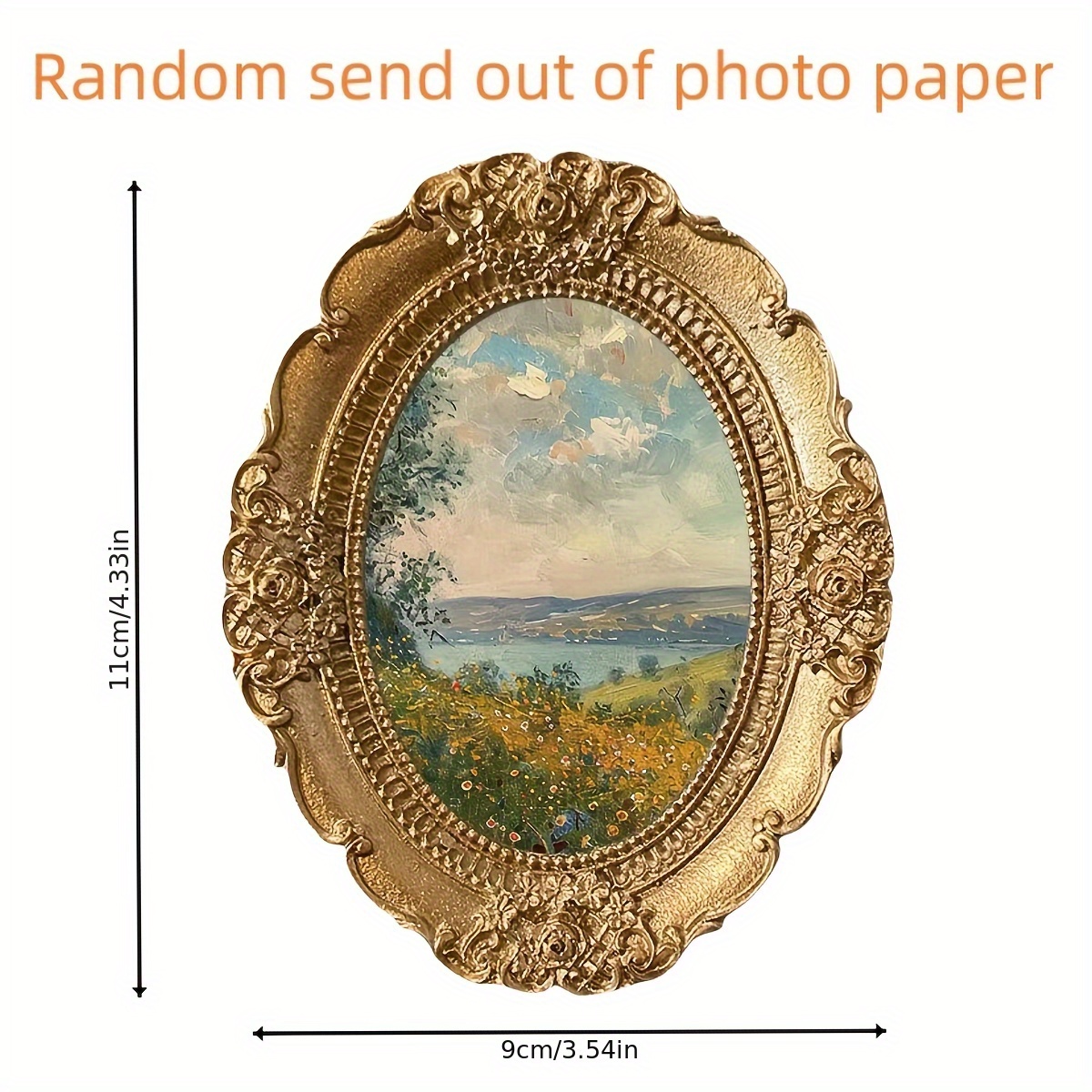 Image of European Carved Golden Distressed Resin Photo Frame Wall-mounted Photo Collage Frame (random Photo Paper)