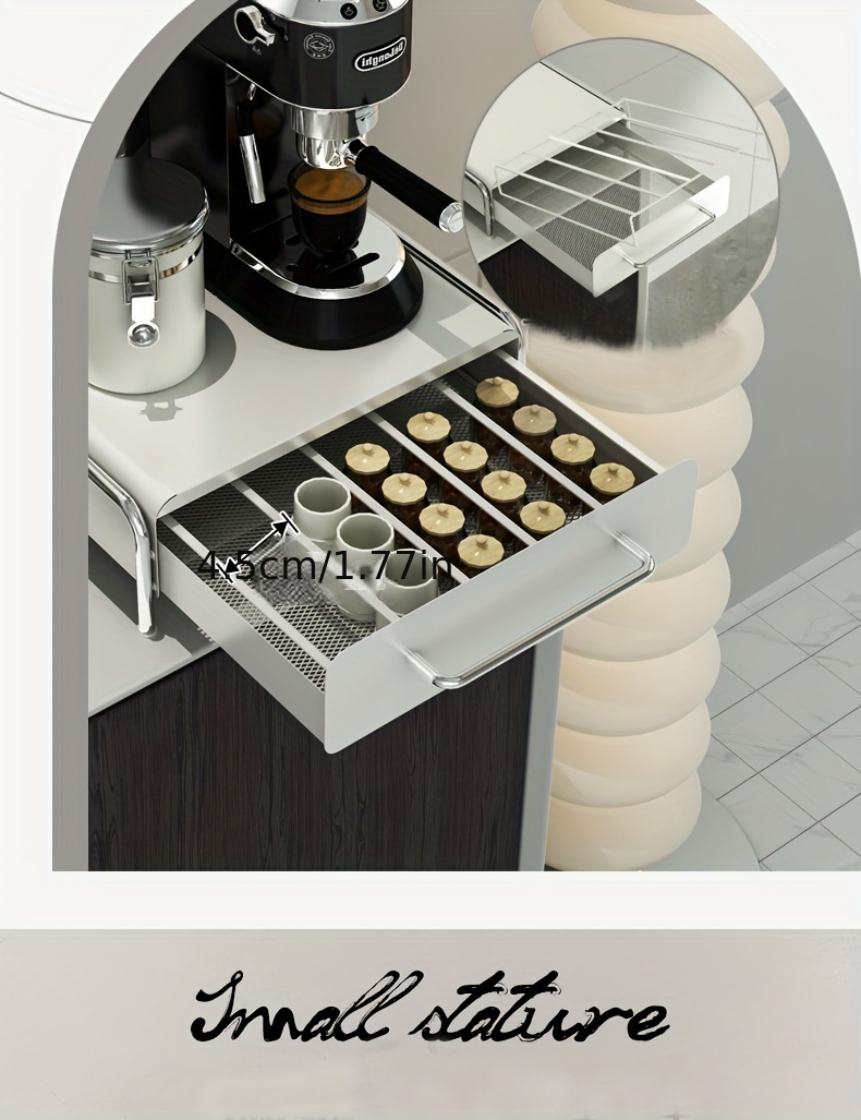 chic metal coffee pod holder with drawer countertop organizer for capsules tea bags accessories   kitchen dining decor details 5