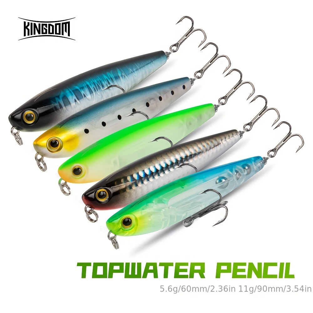 Kingdom Topwater Pencil Fishing Lure Treble Hook Artificial - Temu