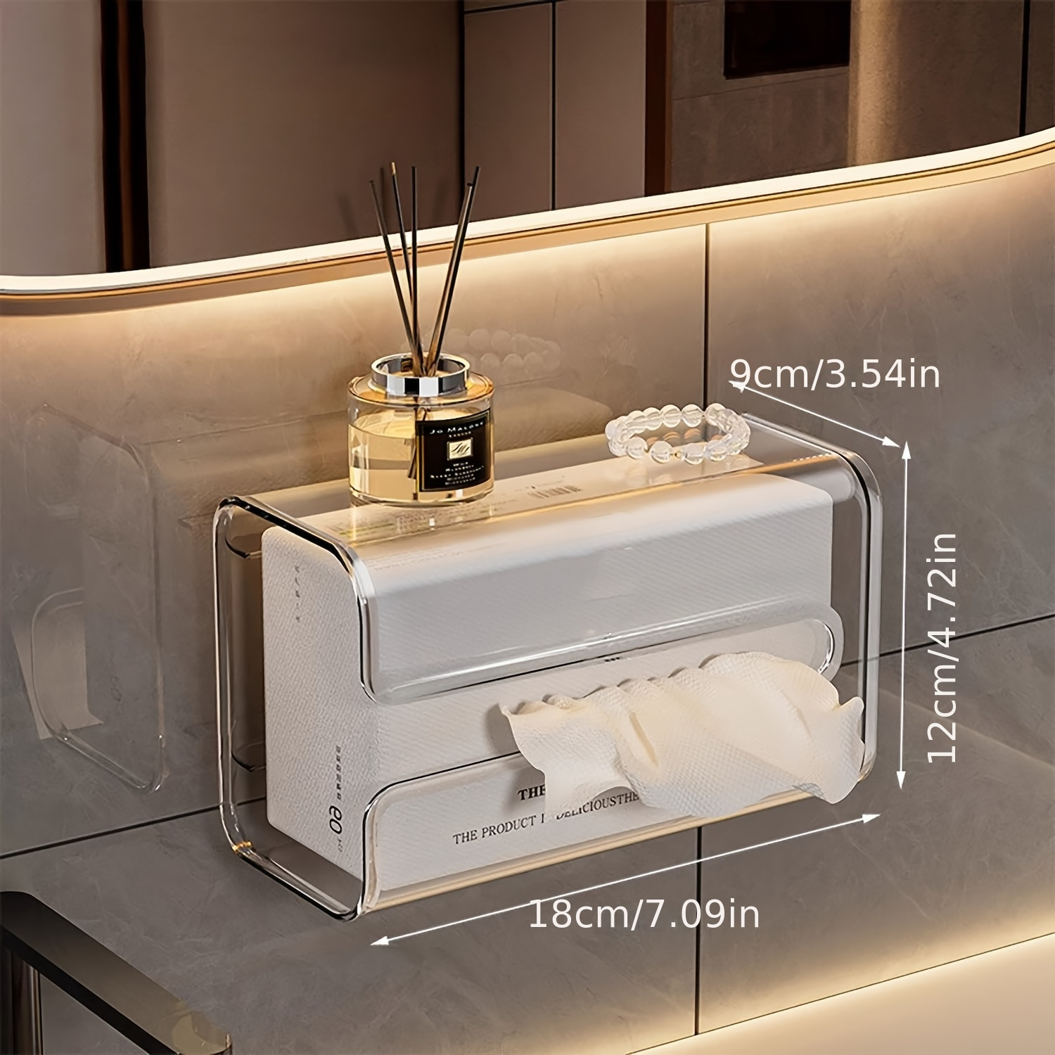 Modern Clear Acrylic Tissue Box Cover, Plastic Tissue Dispenser Case, Smooth Paper Exit, for Bathroom, Kitchen, Living Room Decor