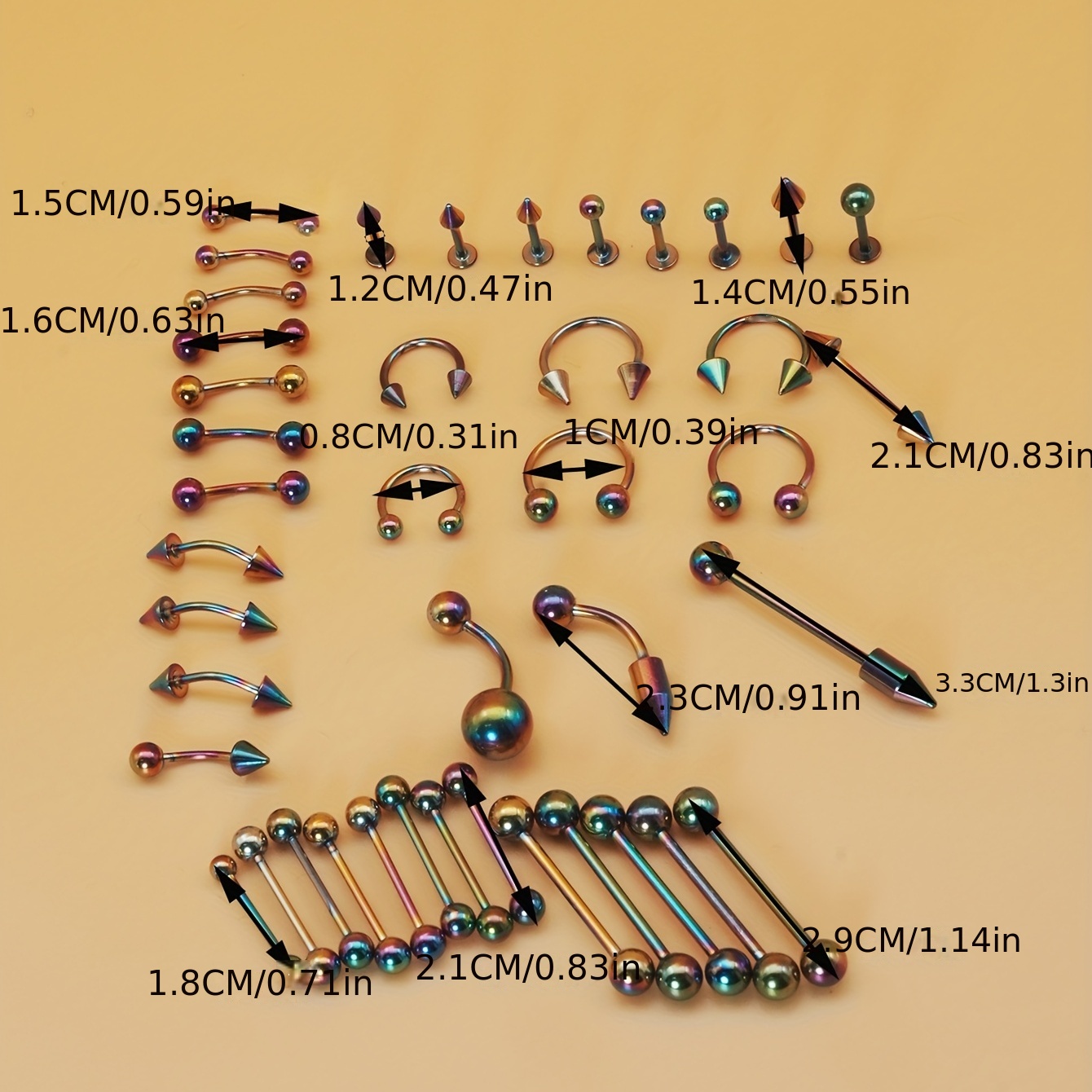 42pcs Basic Nose Ring Set, Stainless Steel Piercing Jewelry