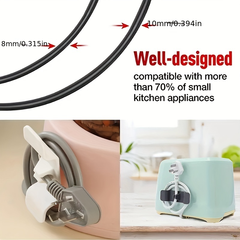 4pcs Cord Organizer for Appliance - kitchen Gadgets Cord holder Winder  Holder Stick On, Adhesive Cord Keeper for Blender Mixer, Coffee Maker, Air