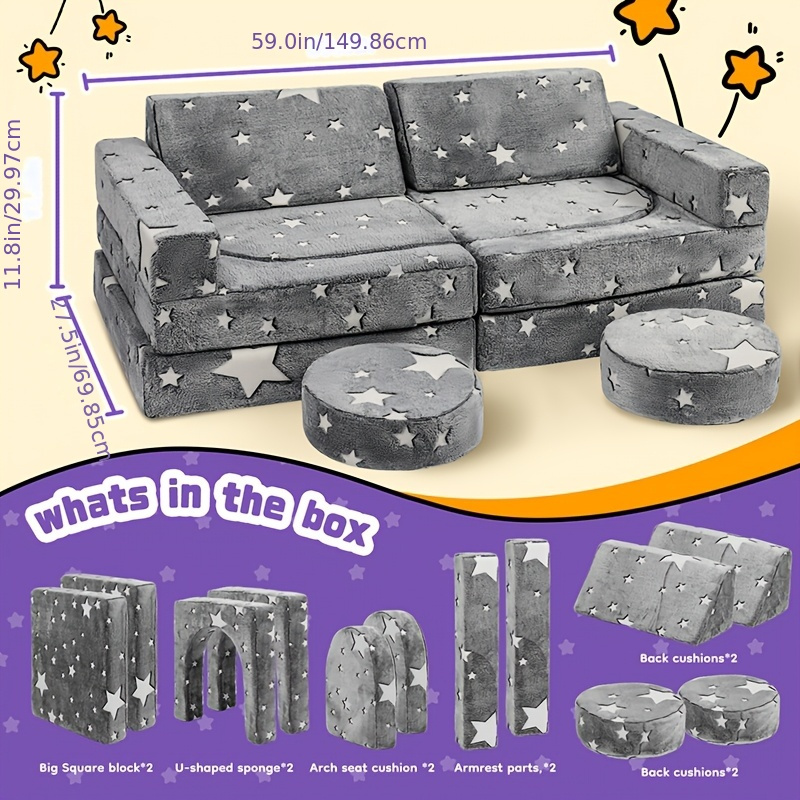 12pcs   bed set versatile comfortable memory foam dog couch detachable covers for small to large breeds ideal for play sleep in living room or bedroom   combination sponge indoor animals Product details 3