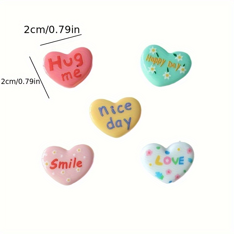 Set Of 5 Colorful Heart-shaped Mini Fridge Magnets - Adorable Cartoon Resin Magnetic Decorations In Soft Hues For Kitchen And Home Use