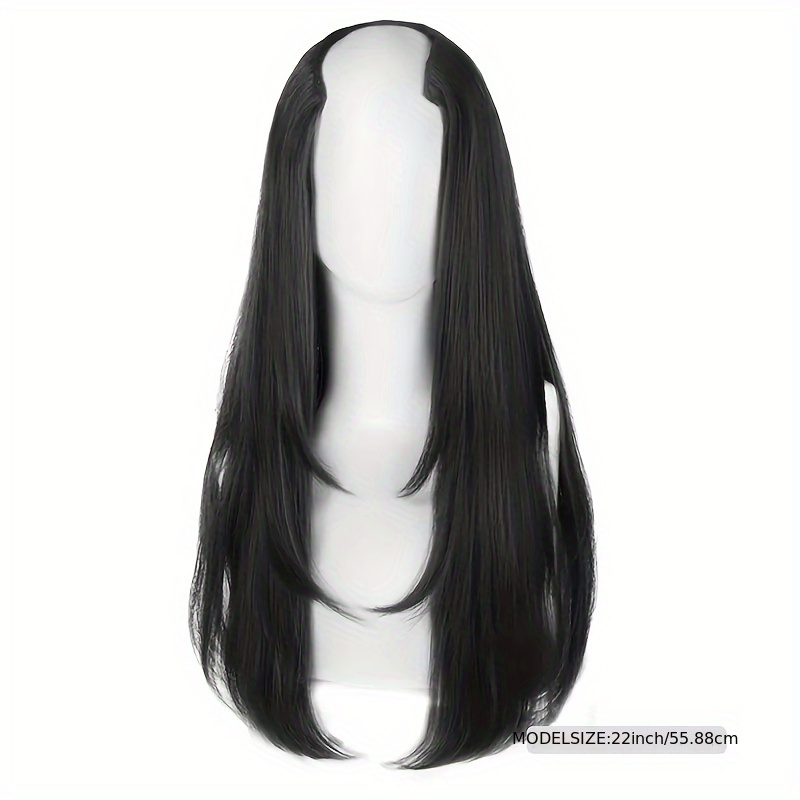fluffy v shaped long hair extension for women synthetic layered wig with clips increases volume adds   details 1