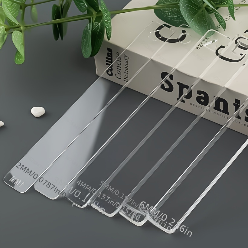 TEMU 10pcs Set Of Transparent Acrylic Thickness Balance Rulers, Soft Clay Flat Rulers, 2/3/4/5/6mm, 2 Each