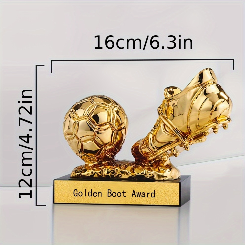 TEMU Trophée de résine pour match de football, gants dorés, chaussures de foot dorées, gardien de but, arbitre, passeur, design de figurine, gants,