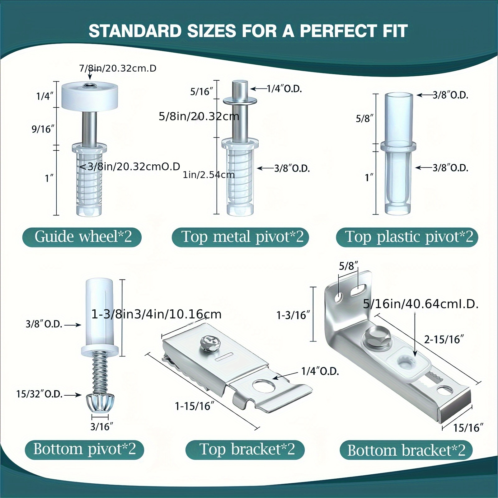 27/54Pcs Bifold Door Hardware Repair Kit Metal Bifold Door