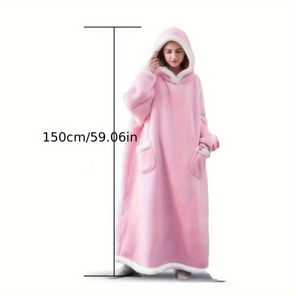 TEMU Couverture d'Hiver Chaude avec Capuche - Couverture Polyester Oversize Lavable en Machine - Sweatshirt à Manches Longues en Flanelle pour Femmes