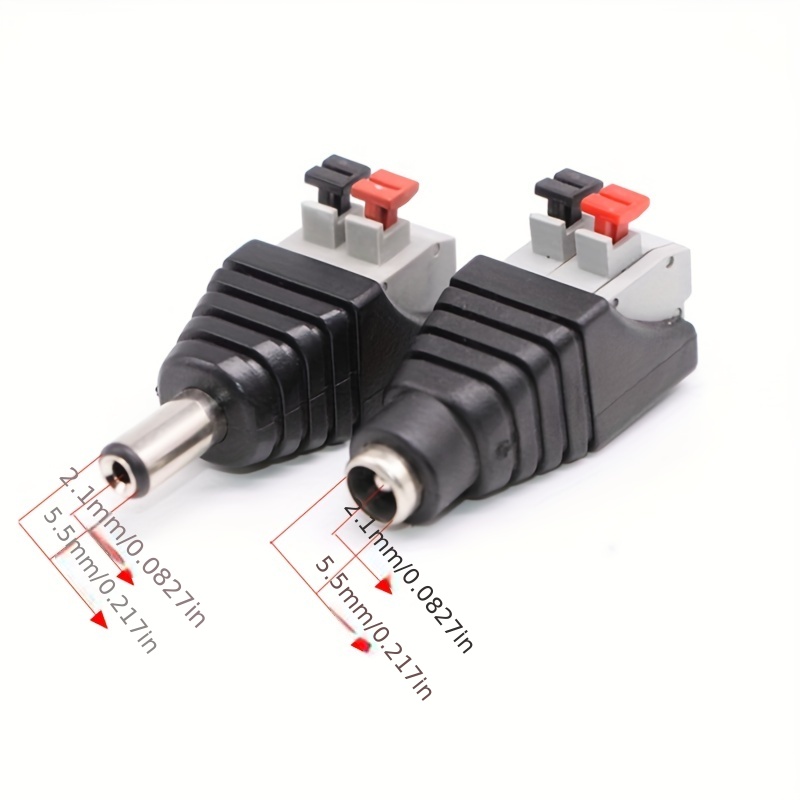 DC Power Jack Plug 2.1mm x 5.5mm Female Male Pair Adapter Connector 