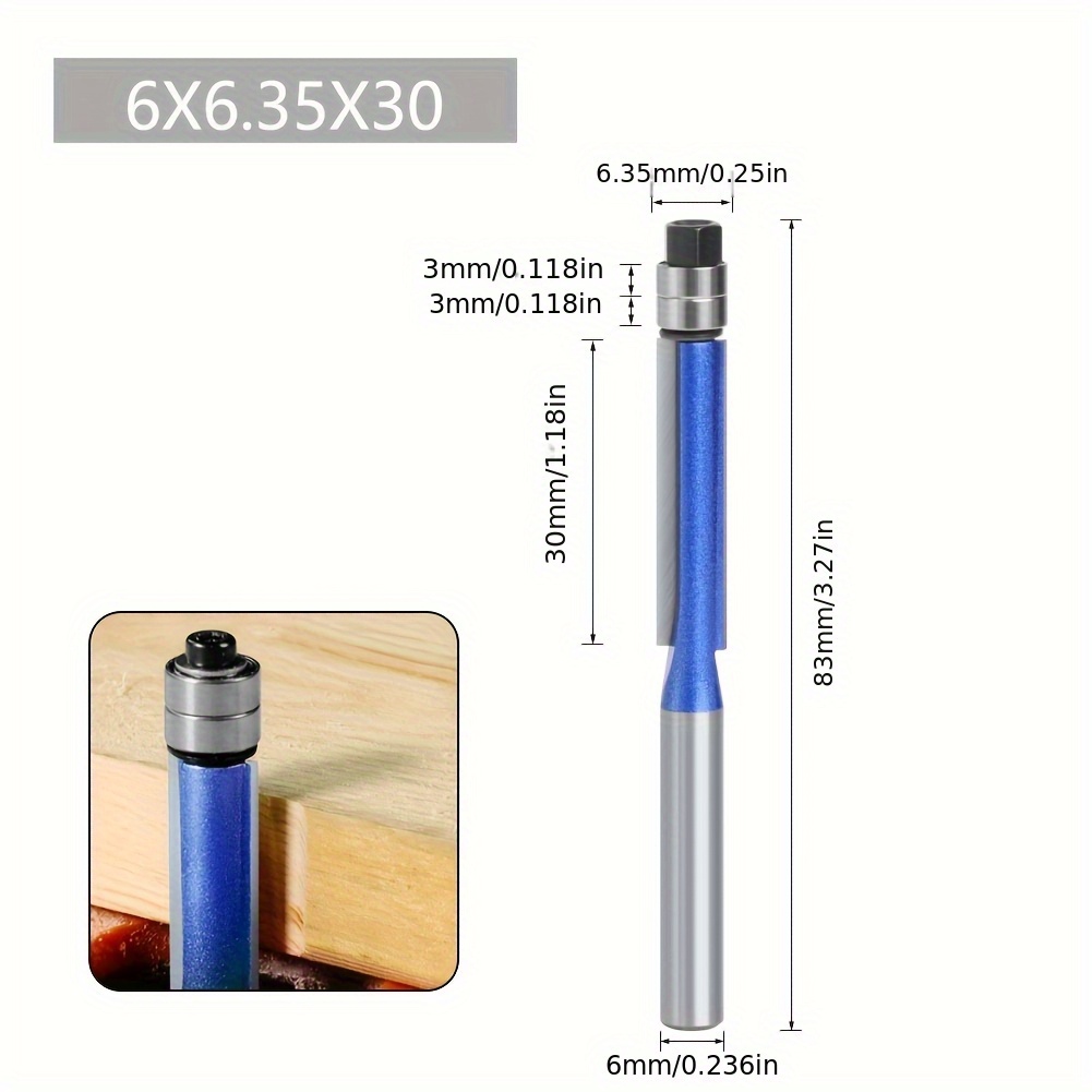 Lavie 6mm Shank High Quality Milling Cutter For Flat Edge Trimming, With Bearing Router