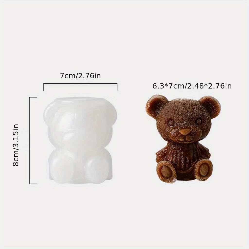 1pc Cartoon Bear Ice Cube Trays, Silicone Animal Mold, Ice Cube For Coffee,  Milk, Tea, Candy Gummy Fondant, Cake Baking, Cupcake Topper Decoration