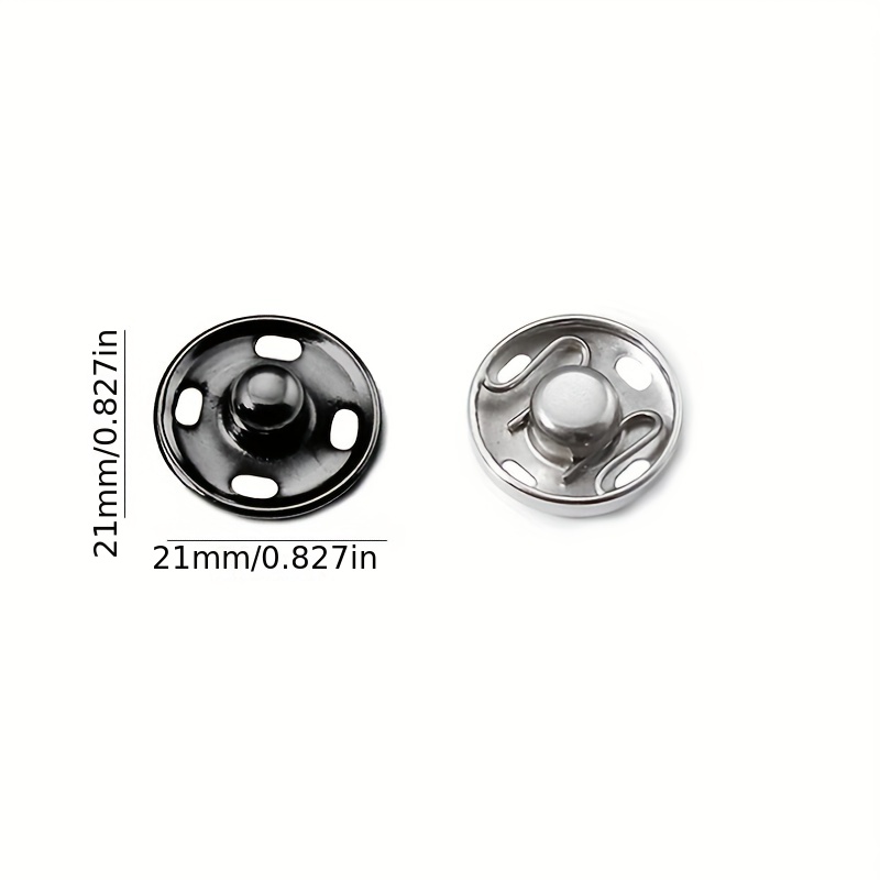 50 Sets Sew-on Snap Metal Press Button Fastener for Sewing DIY Craft 21mm  Black Nickel