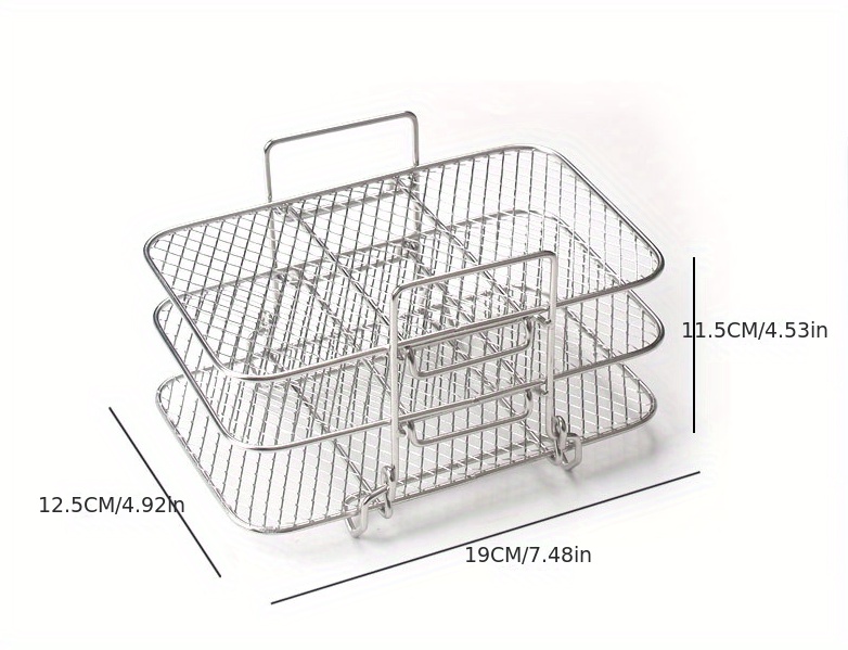 1pc 3 tier barbecue rack stainless steel three layer dehydration rack air fryer accessories universal grill rack steaming rack fruit and vegetable food dehydration rack kitchen accessories details 6