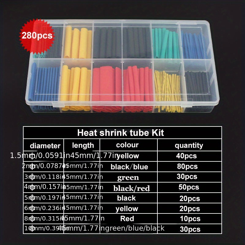 Heat Shrink Tube, Polyolefin Heat Shrinkable Tubing Set, Shrink Wrapping  Wire Cable Insulation Sleeve Electronic Kit Temu Australia