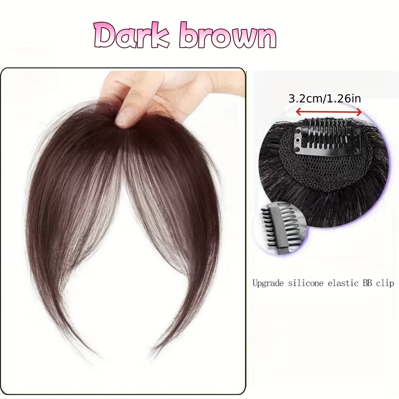1pc womens elegant deep   light brown clip in bangs hairpiece synthetic bangs hair accessory with sideburns natural   bangs clip in hair decor suitable for   accessories wear details 5