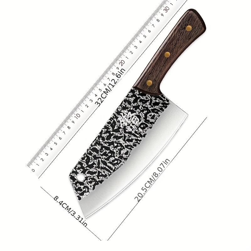 Cuchillo de carnicero forjado de 8 pulgadas con patrón de martillo forjado  para cocina, cuchillo de carnicero de acero inoxidable de alto carbono