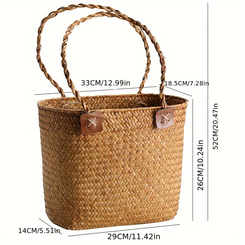 1pc Countryside Style Picnic Basket, Autumn Outing Photo Props, Flower  Basket, Rattan Woven Pet Tote Bag, Companion Gift, Shopping Basket,