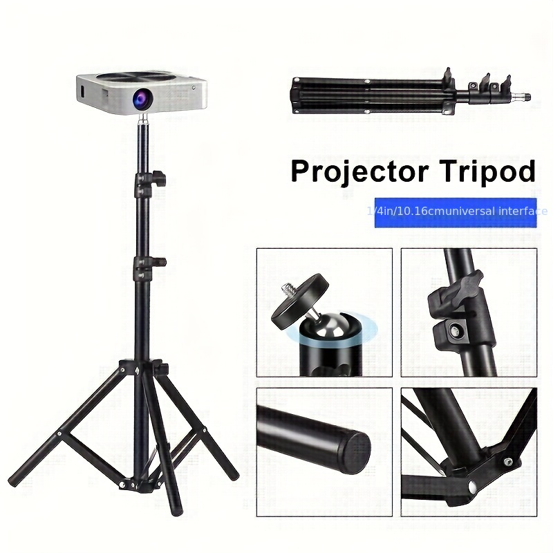 Soporte de trípode para proyector, soporte de aleación de aluminio  escalable con altura ajustable, adecuado para proyectores LCD, cámaras y  teléfonos