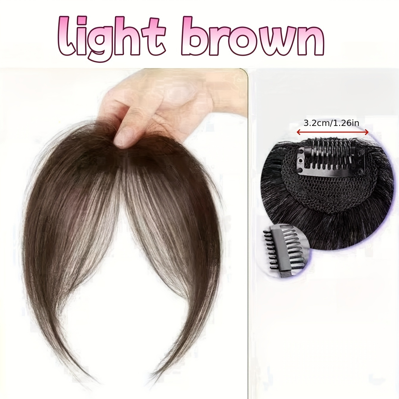 1pc womens elegant deep   light brown clip in bangs hairpiece synthetic bangs hair accessory with sideburns natural   bangs clip in hair decor suitable for   accessories wear details 6