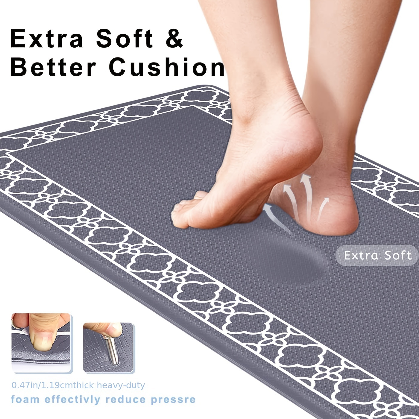 Mattitude Kitchen Mat [2 PCS] Cushioned Anti-Fatigue Kitchen Rugs