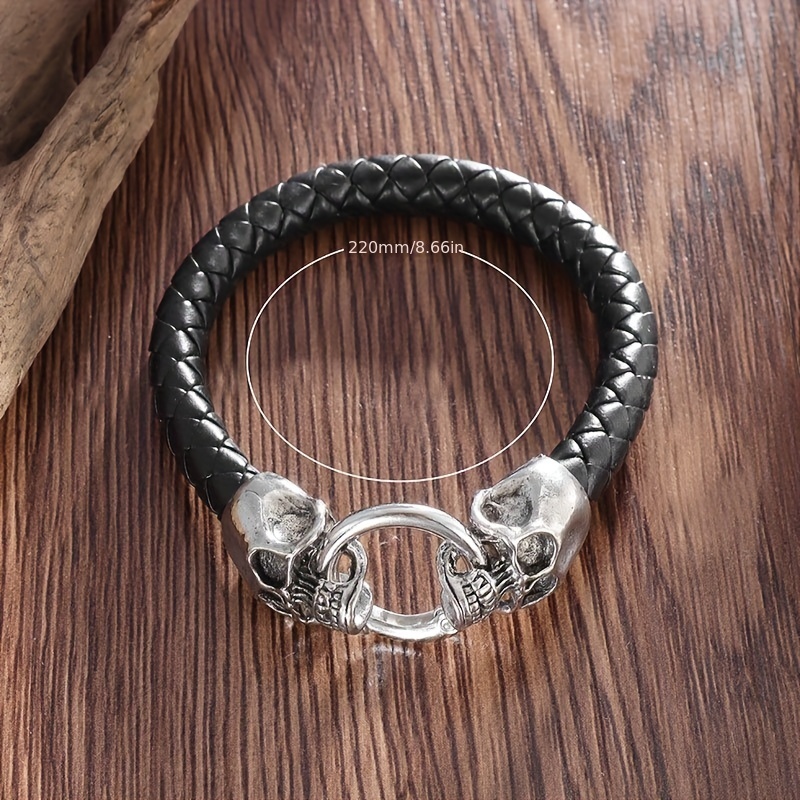 Men's Double-layer Braided Leather Bracelet With Adjustable Stainless Steel  Magnetic Clasp, Suitable For Men And Women, Jewelry Gift - Temu Ireland