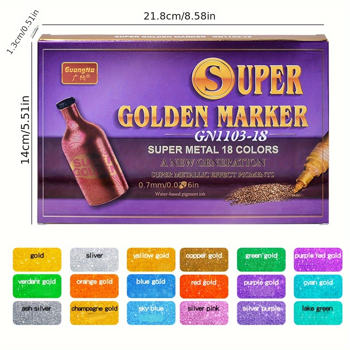 Guangna 1 Set Of 18 Markers - 0.7mm, Glitter Pens For Creative Crafting On Surfaces - Perfect For , Rock, Ceramic, Glass, Wood, Mugs, And Diy Crafts Professional Artistic Use