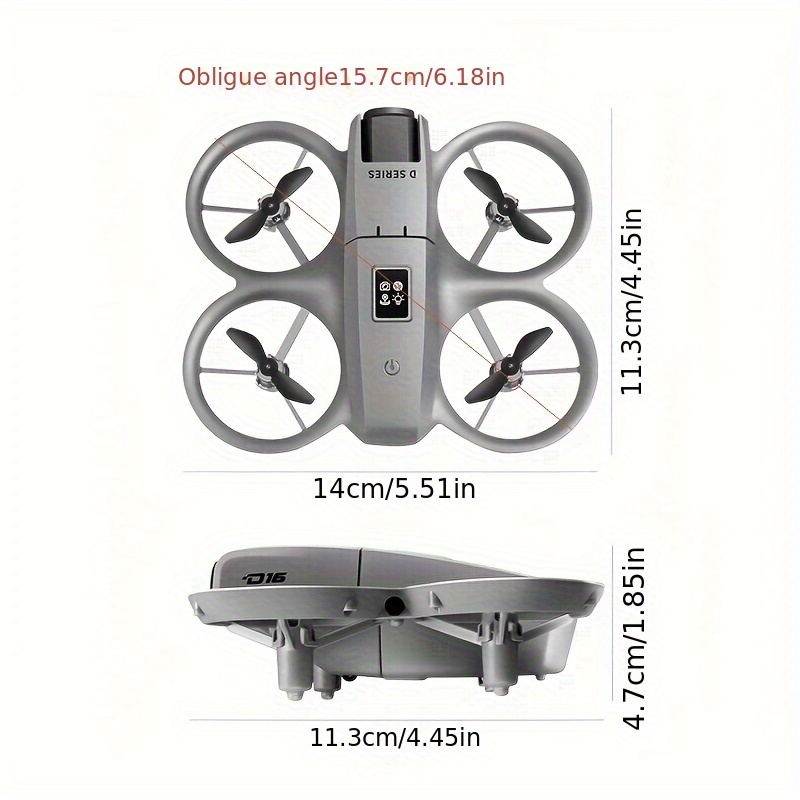 Alternative view of Dron D16 con cámara dual de flujo óptico, estabilización visual, control de altura, acrobacias de 360°, evitación…