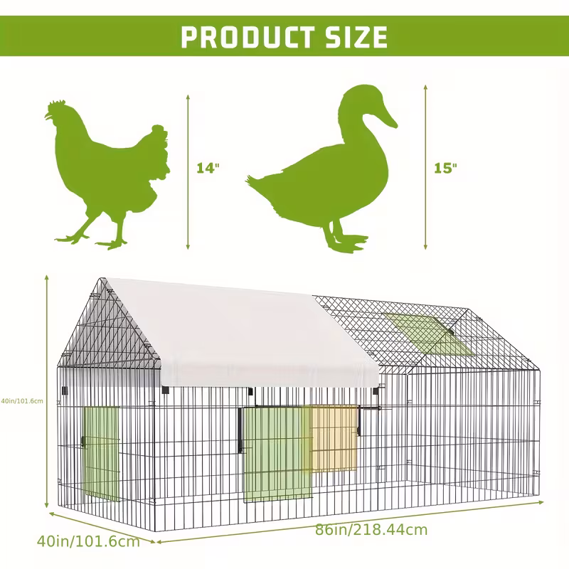 metal chicken coop with waterproof cover portable poultry cage walk in outdoor chicken coop for outdoor walk in poultry cage back yard 2