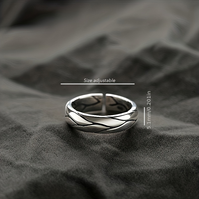 Men's Retro Wave Ring Adjustable Opening Ring