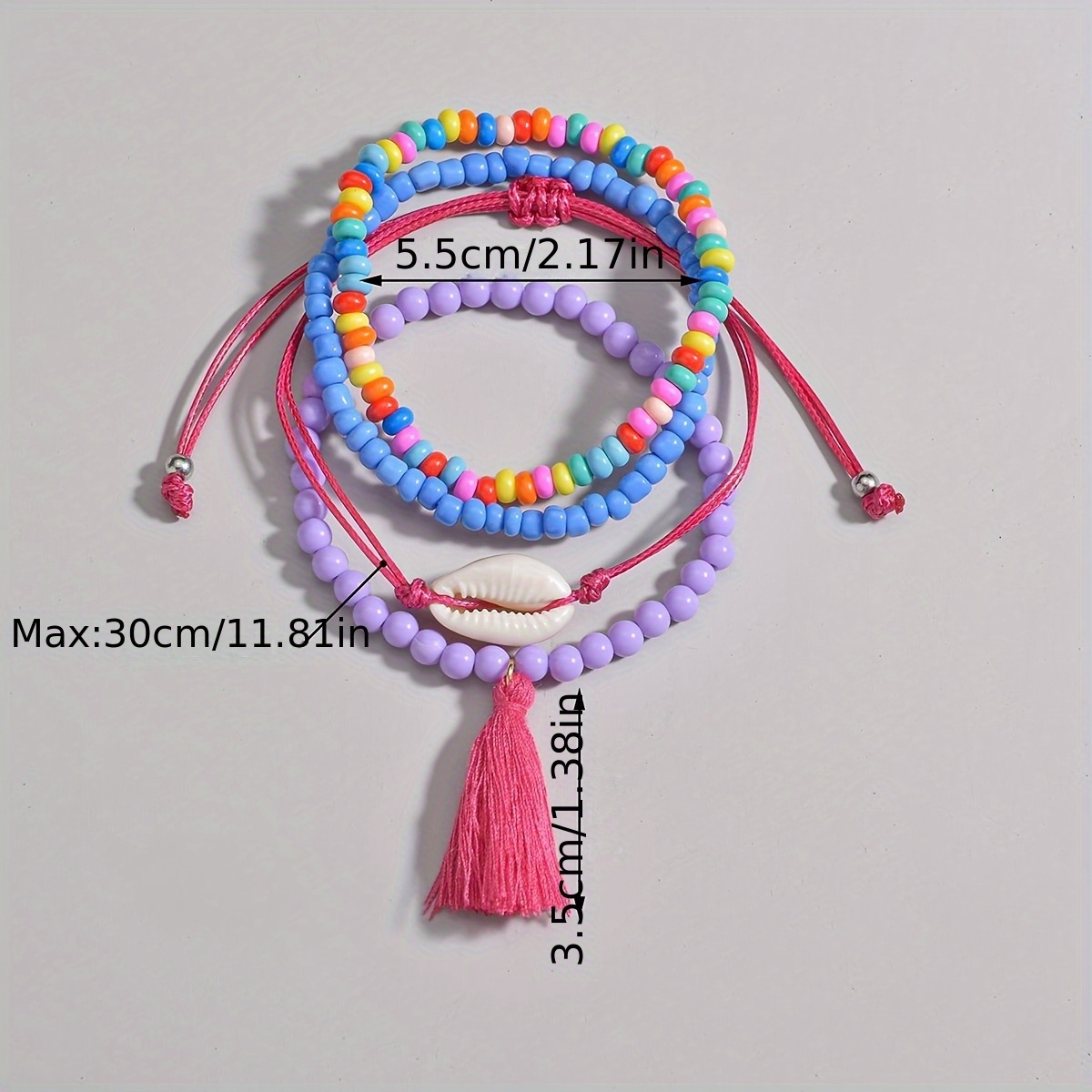 Bohemian Shell & Tassel Bracelets Multicolor Beads Waterproof