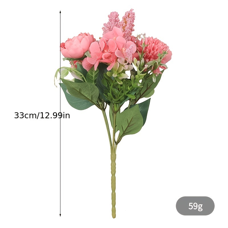 KAHAUL Artificial Real-Touch Rose Dried Flowers Arrangements Wedding Bridal  Bouquet Faux Planter with Long Stem for Outdoor Plants (12pcs Pink)