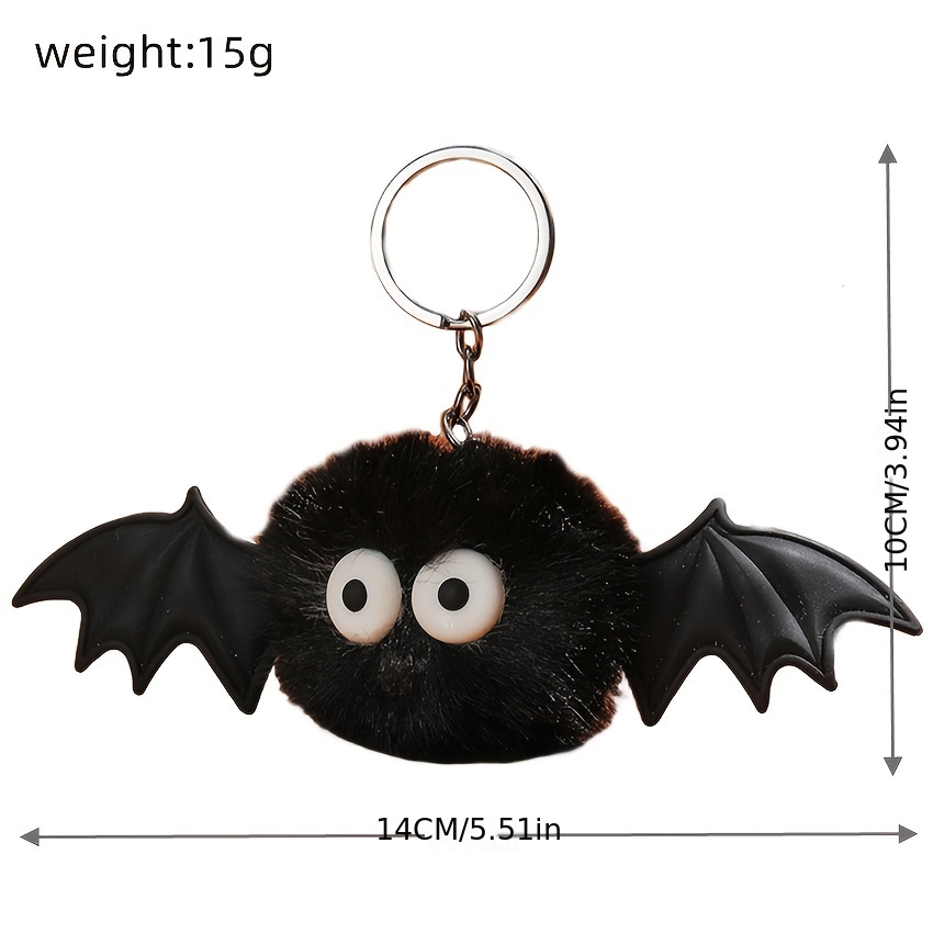 Creative Dark Keychain Halloween Bat Soft Pom Pom Animal Car