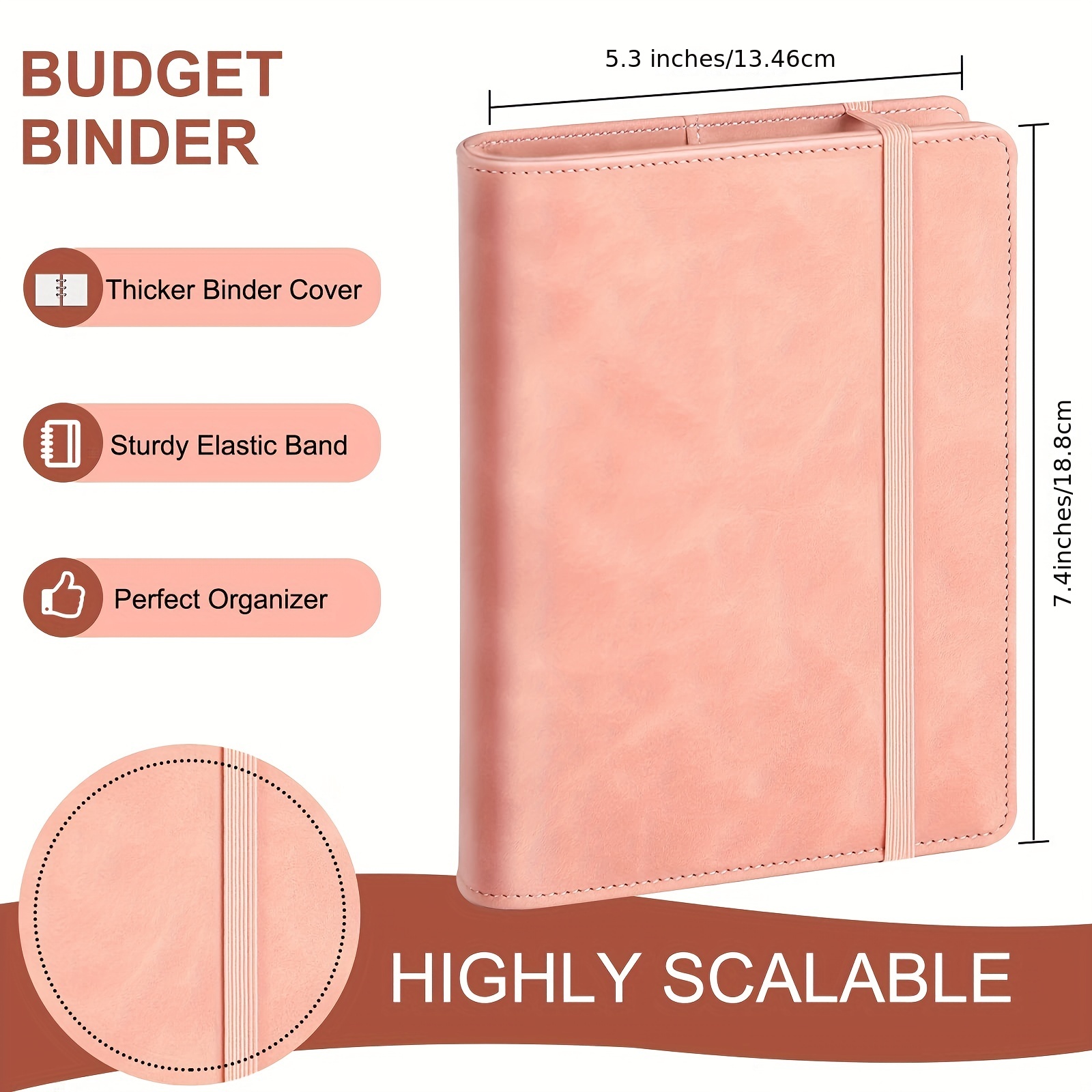 Custom PU Leather Budget Binder With 10pcs Zipper Envelopes