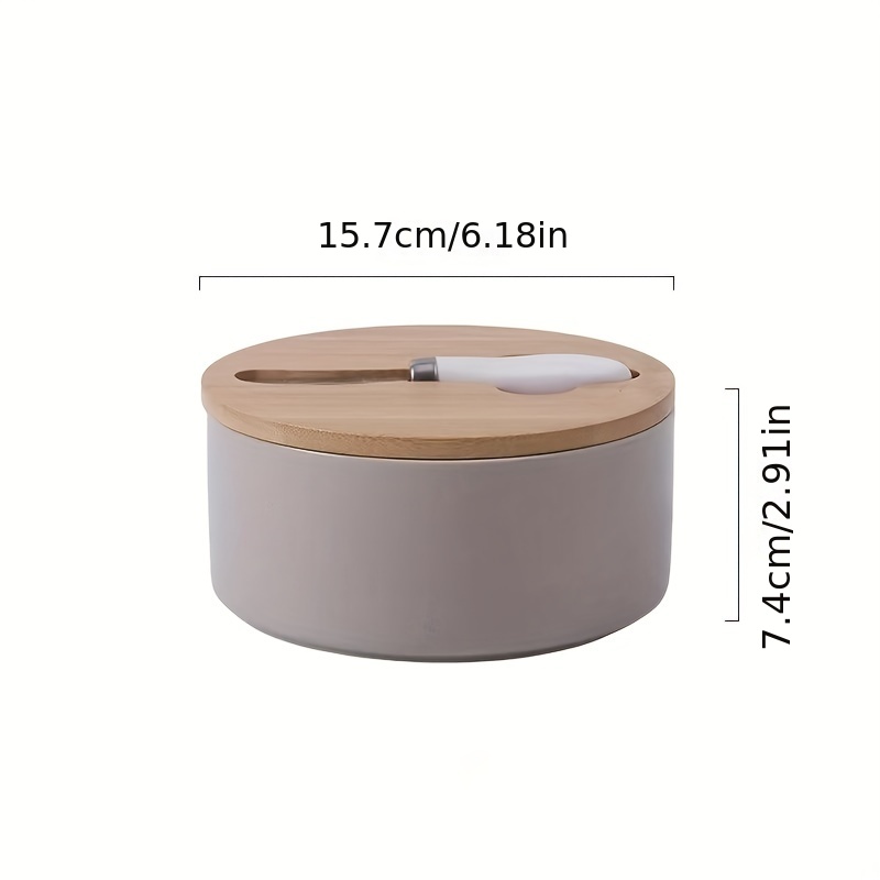 Large Capacity Ceramic Butter Box with Bamboo Lid
