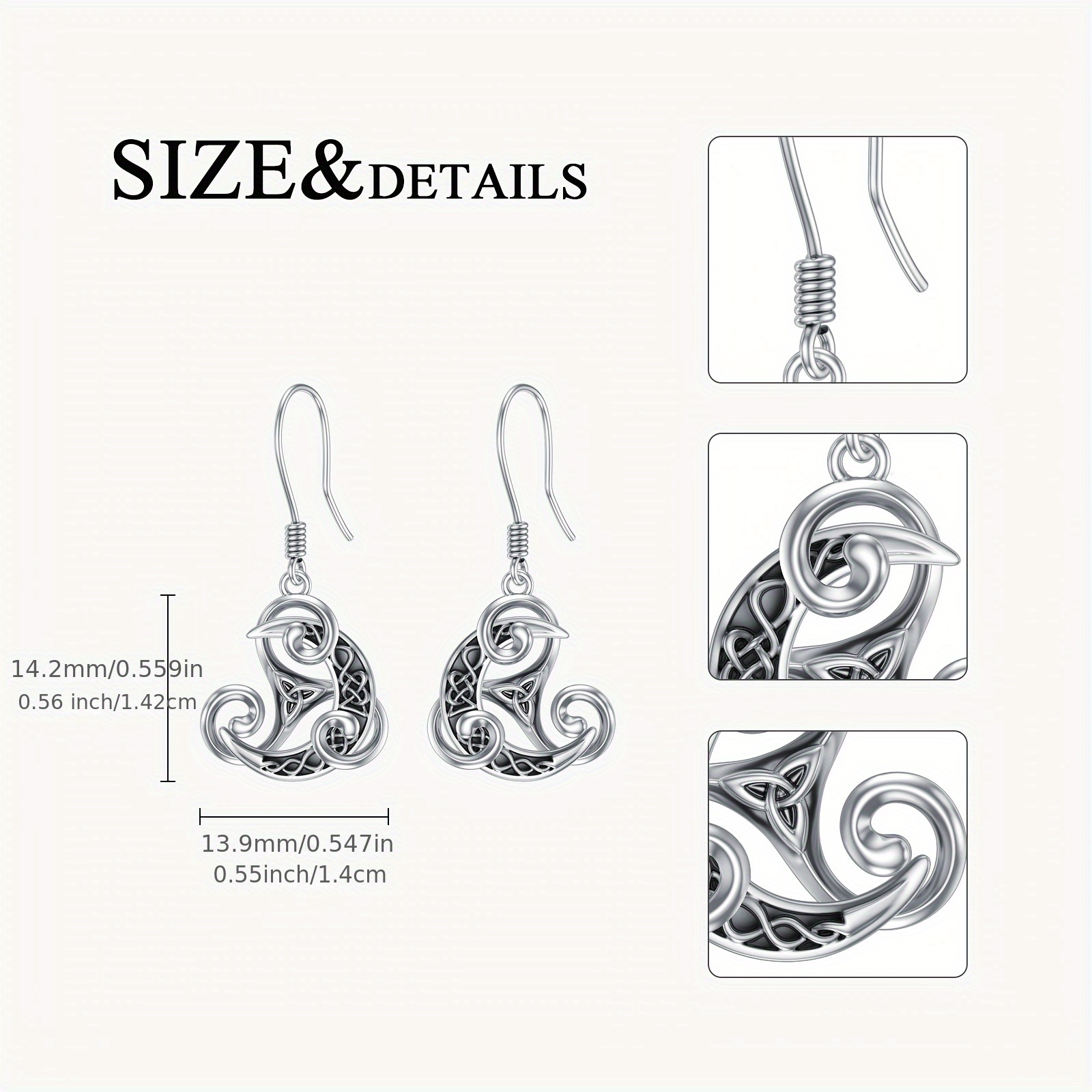 Women's 925 Sterling Silver Celtic Knot Earrings, Triquetra Design