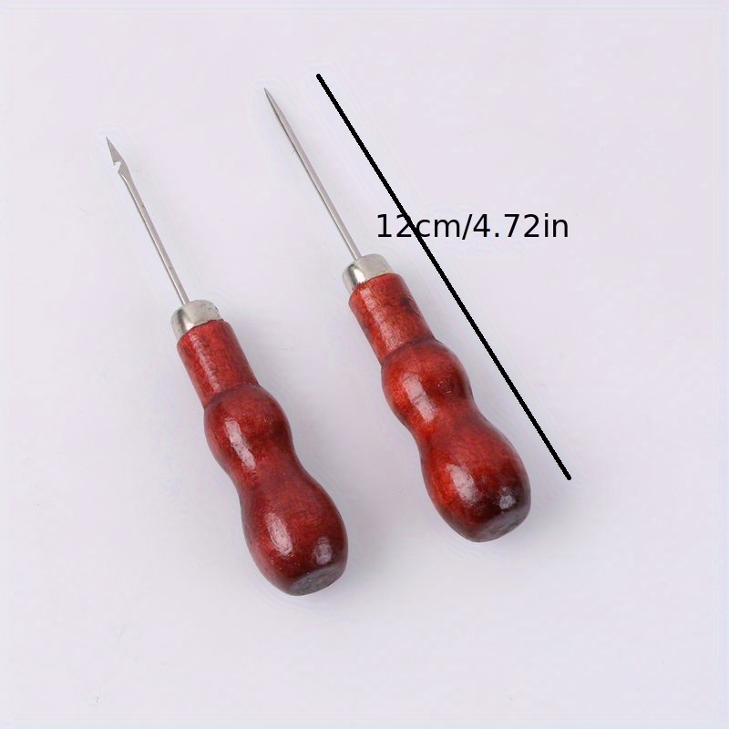 Red Wooden Handle Sewing Awl Hand Stitcher Leather Craft Tip