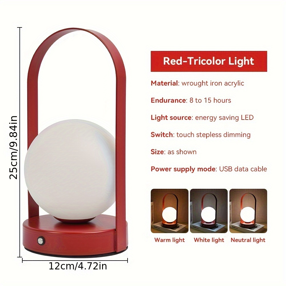 Led Orb Portable Table Lamp Usb Rechargeable Bedroom Bedside