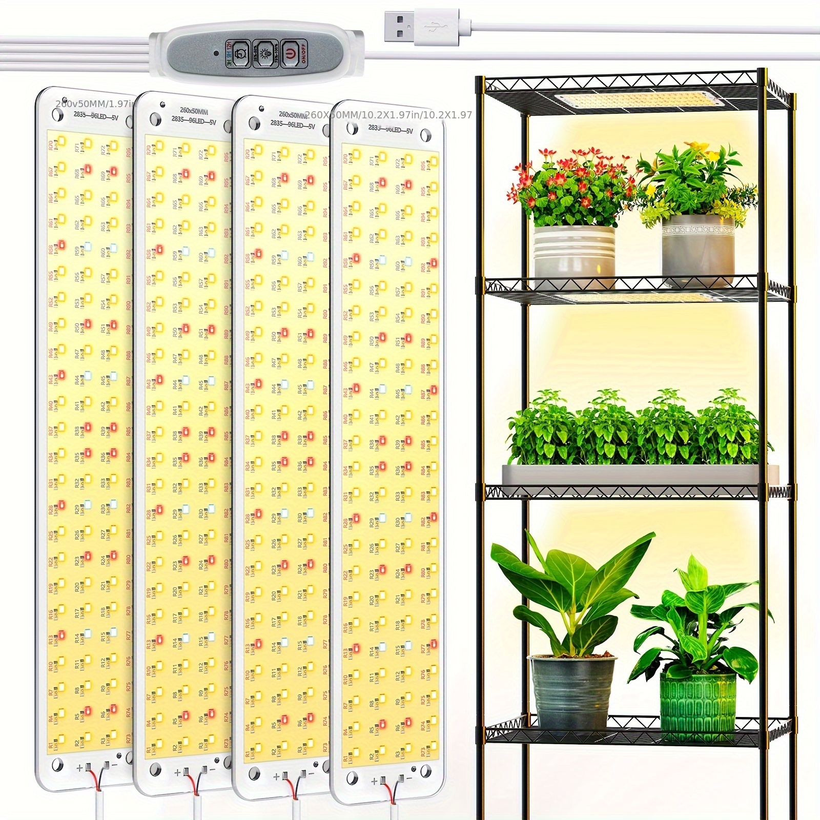 

Grow Lights For Indoor Plants, Full Ultra-thin Light Grow Light Panel With 3/6/12h Auto Timer For Hydroponics, Seedlings, Succulents, Veg, Flowers&more, Easy To , 4pack