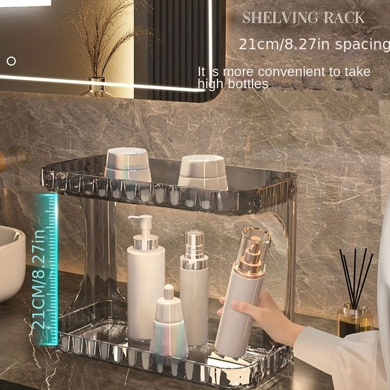 1pc Luxury 2-tier Bathroom Storage Rack, Countertop Cosmetic Organizer,  Skincare Product Storage Shelf