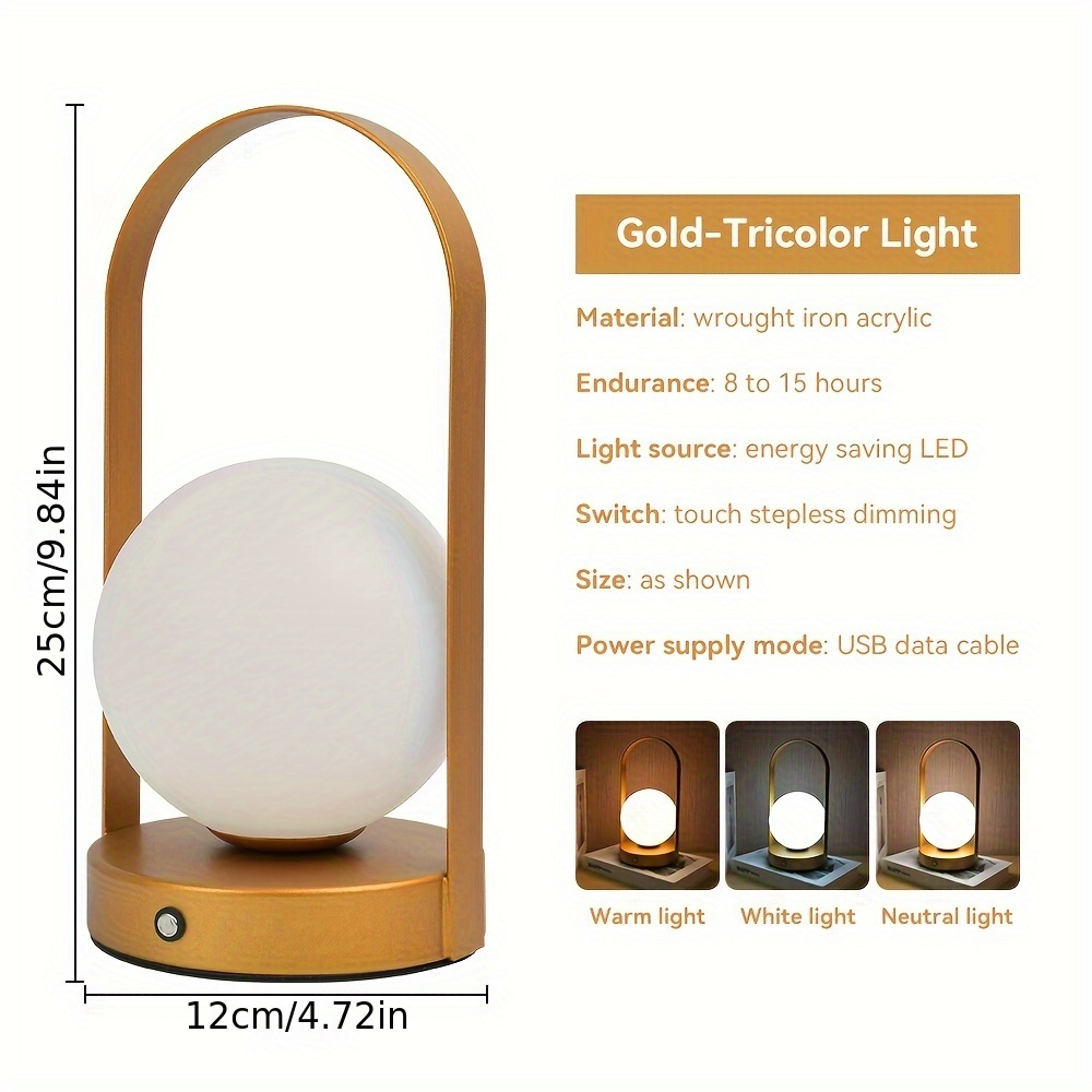 Led Orb Portable Table Lamp Usb Rechargeable Bedroom Bedside