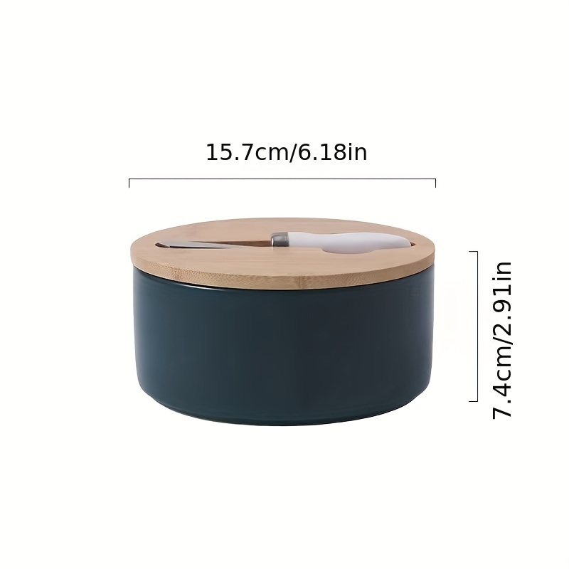 Large Capacity Ceramic Butter Box with Bamboo Lid